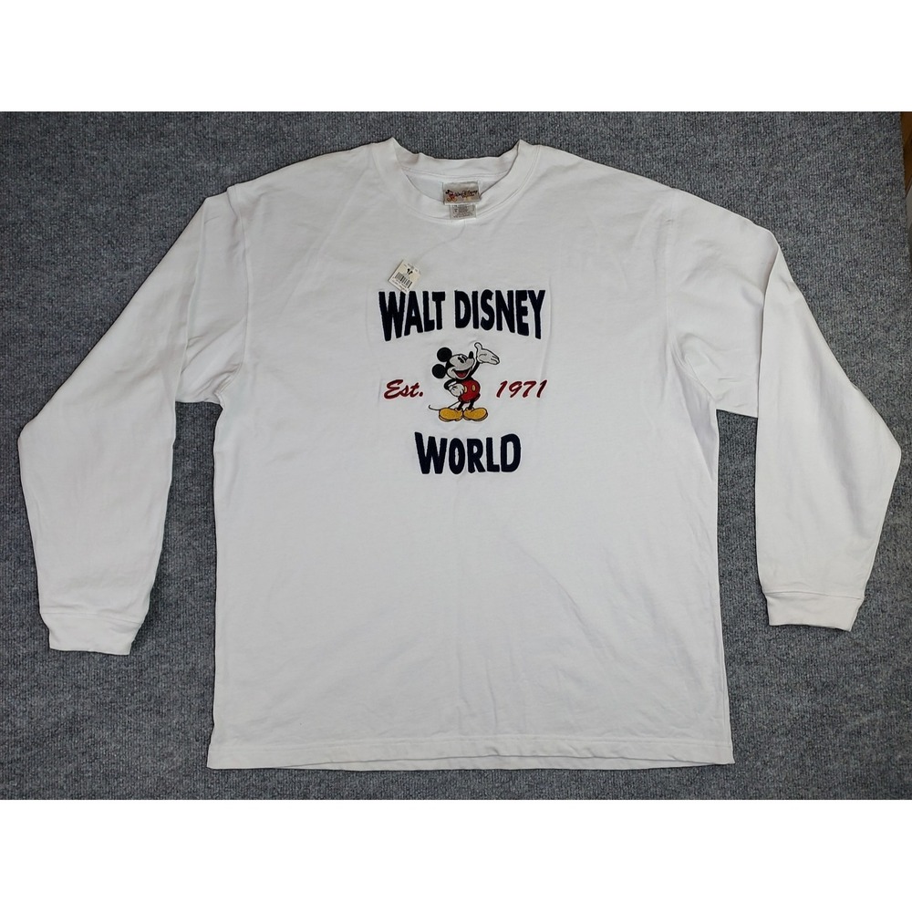 Vtg Walt Disney World Mickey Mouse Embroidered Long Sleeve Shirt Est 1971 NWT